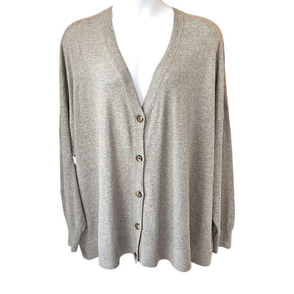 TORRID Plus Size New  Heather Gray Drop Shoulder Cotton Boyfriend Cardigan 4X - Picture 2 of 16